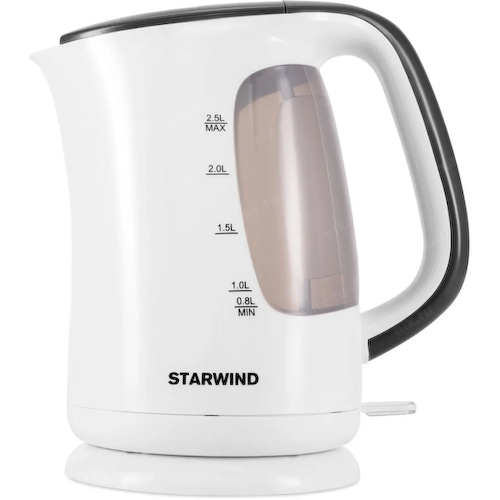 Чайник электрический Starwind SKG3025 2.5л. 2200Вт белый/серый корпус: пластик