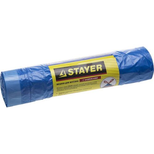 39155-30 Stayer 30 л, 20 шт, голубые, с завязками, мусорные мешки ()