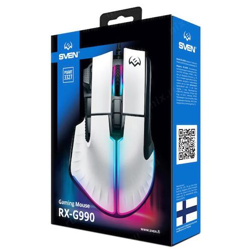 Проводная Мышь SVEN Optical Mouse RX-G990 White (USB 2.0, 9btn, 12400 dpi)