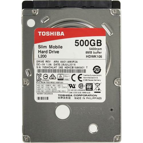Жесткий диск 2.5" Toshiba L200 500 Гб HDWK105EZSTA SATA-II