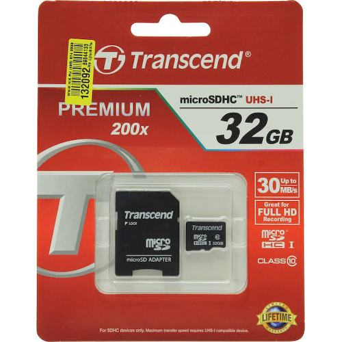 Карта памяти Transcend Premium 200X TS32GUSDHC10 microSDHC Class 10 32 ГБ +microSD->SD адаптер