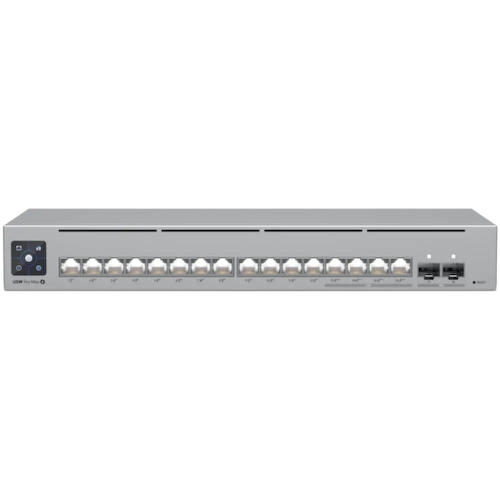 UBIQUITI <USW-Pro-Max-16> Управляемый коммутатор (12 x 1 Гбит/с + 4 x 2.5 Гбит/с, 2 x SFP+, 12 портов IEEE 802.3at (PoE+), 4 порта PoE 60Вт)