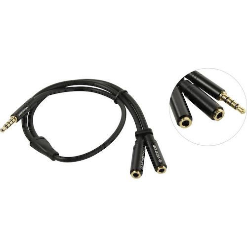 Кабель-переходник 4-pin Jack 3.5-M -> 2 x Jack 3.5-F Vention BBCBY 0.3 м.