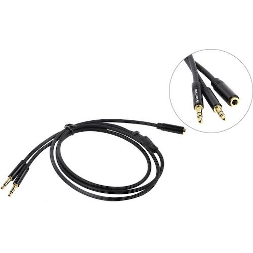 Кабель-переходник 4-pin Jack 3.5-F -> 2 x Jack 3.5-M Vention BBDBF 1 м.