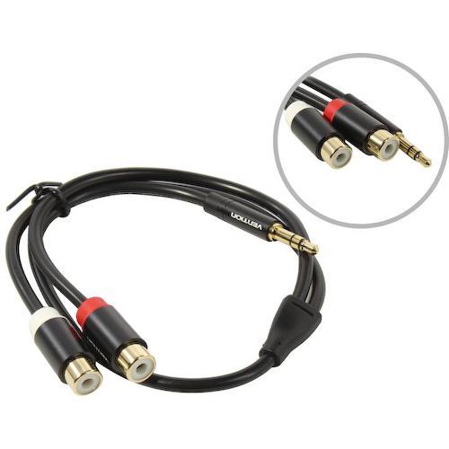 Кабель-переходник Jack 3.5 M -> 2xRCA F Vention VAB-R02-B030 0.3 м.