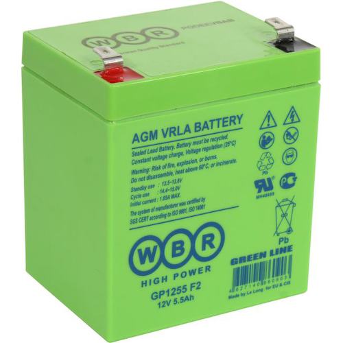 Аккумулятор для ИБП (батарея для UPS) WBR GP1255 F2 12В 5.5 Ач