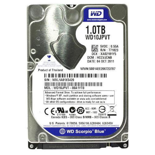 Жесткий диск 2.5" Western Digital Scorpio Blue 1 Тб WD10JPVT 1 Тб SATA-II