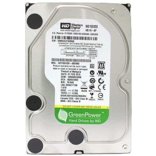 Жесткий диск 3.5" Western Digital AV-GP 1.5 Тб WD15EVDS 1.5 Тб SATA-II