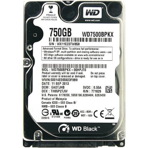 Жесткий диск 2.5" Western Digital Black 750 Гб WD7500BPKX SATA 6Gb/s (SATA-III)