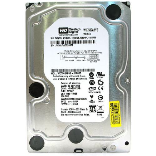 Жесткий диск 3.5" Western Digital RE3 750 Гб WD7502ABYS 750 Гб SATA-II